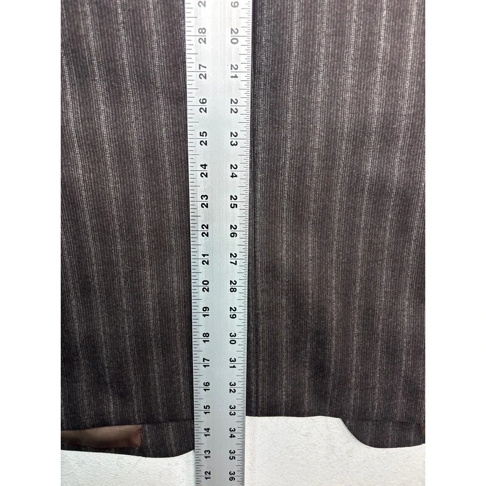 John W Nordstrom 46L 40x32 Brown Stripe Pant Suit Flannel Wool Italian Fabric